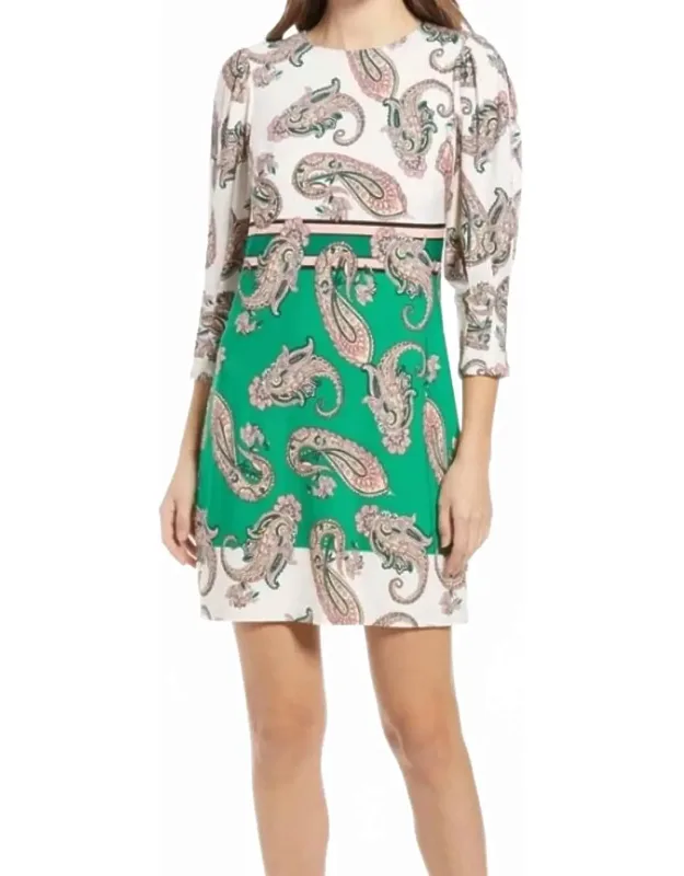 Paisley Mix Long Sleeve Dress