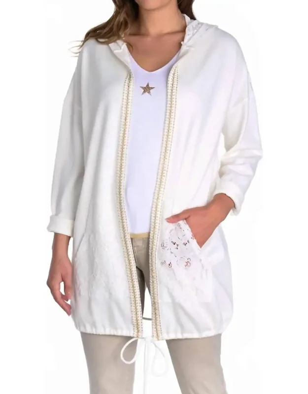 Lace-back Hooded Cardigan