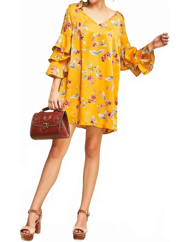Floral Ruffle Sleeve Dress