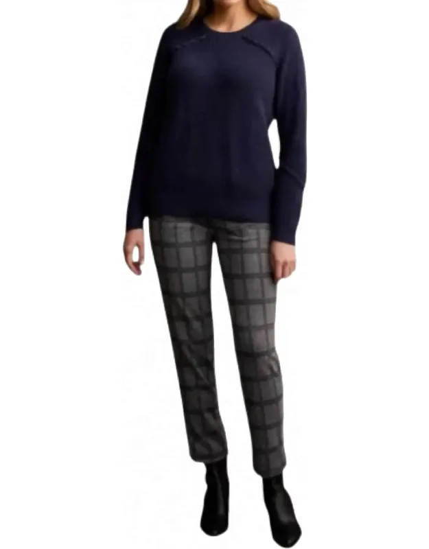 Crew Neck Sweater With Lace-up Detail