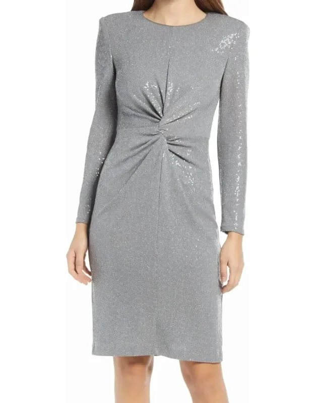 Sequin Long Sleeve Sheath Dress