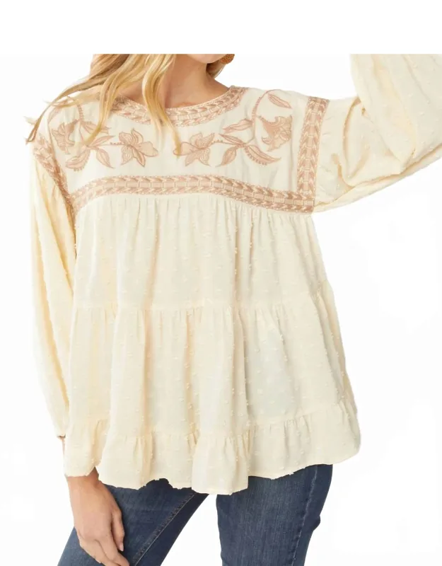 Embroidered Swiss Dot Blouse