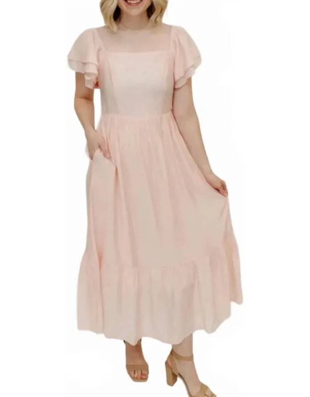 Ruffled Short Sleeve Maxi Dress