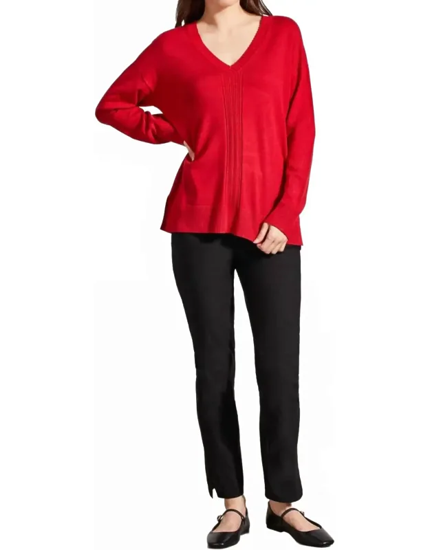 Long Sleeve V-neck Sweater With Cables