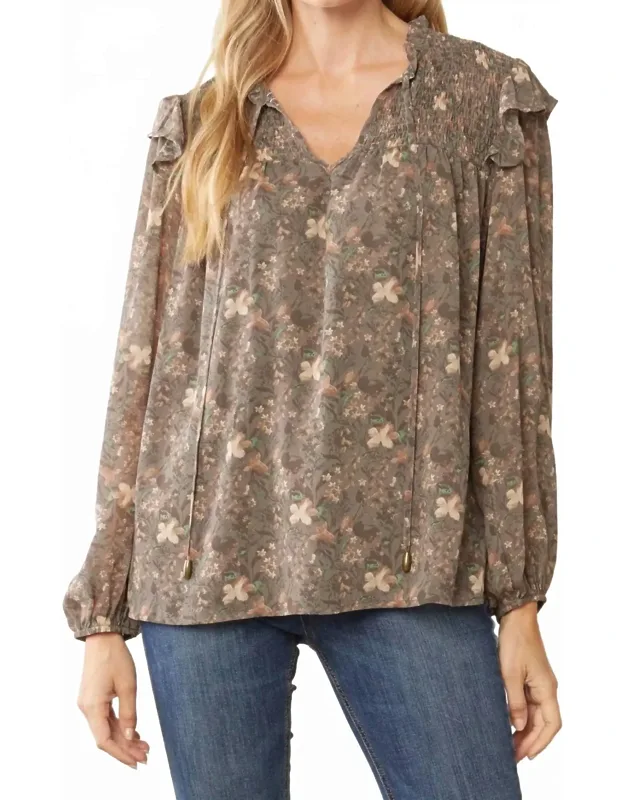 Ruffle & Floral Blouse