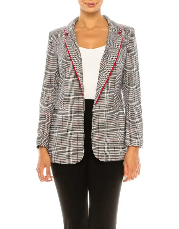 Houndstooth Print Blazer
