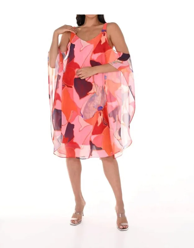 Sleeveless Chiffon Cape Dress