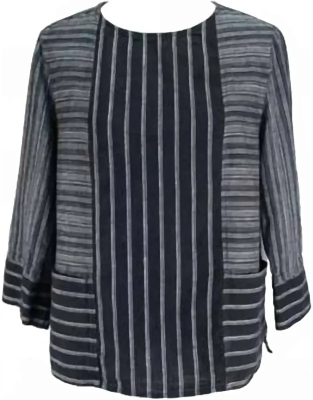 Mixed Up Stripe Linen Pullover