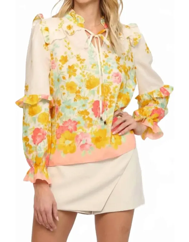 Floral Whimsy Ruffle Blouse