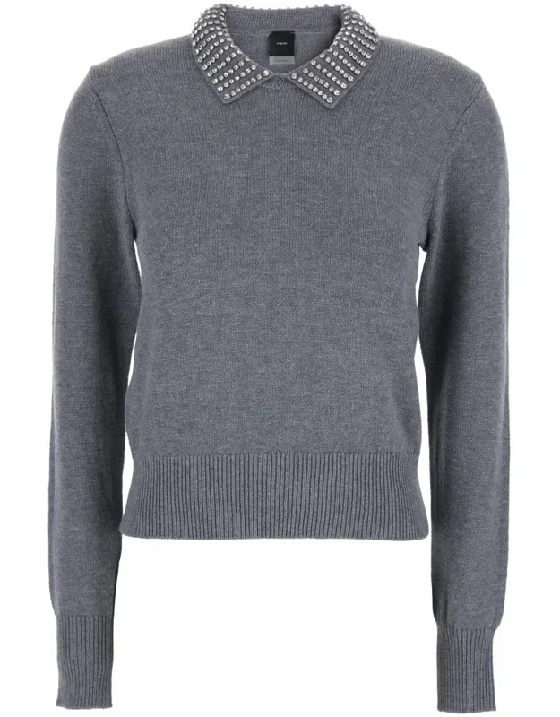 Polo Shirt With Crystal-decorated Collar And Logo Patch On The Back In Cashmere