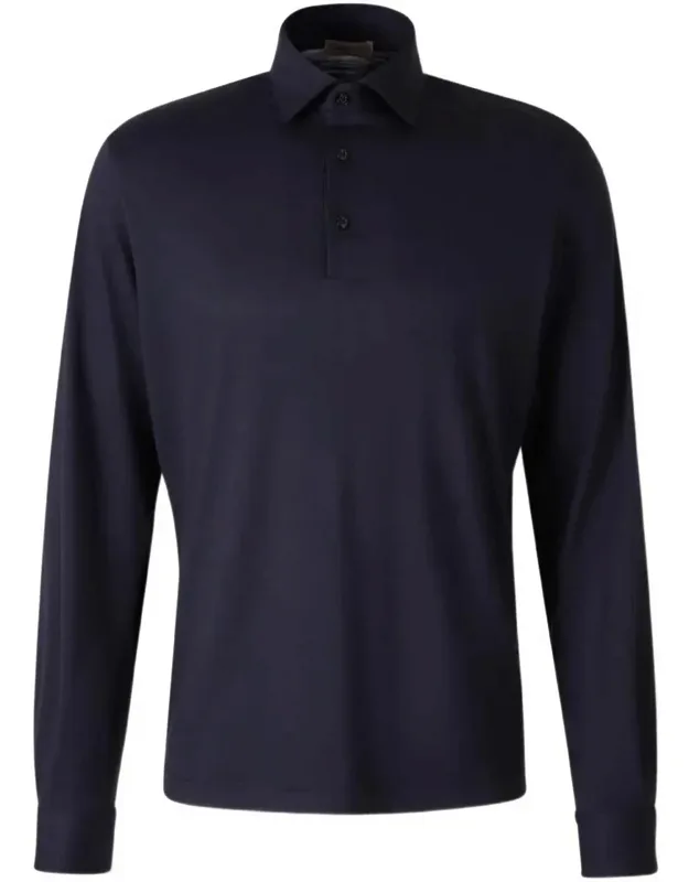 Wool Polo Shirt With Long Sleeves