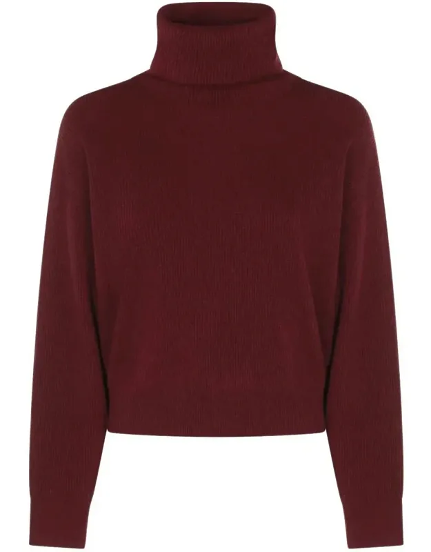 Cashmere Blend English Ribbed Turtleneck Sweater