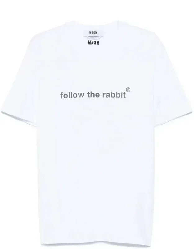Follow The Rabbit Print Cotton T-shirt