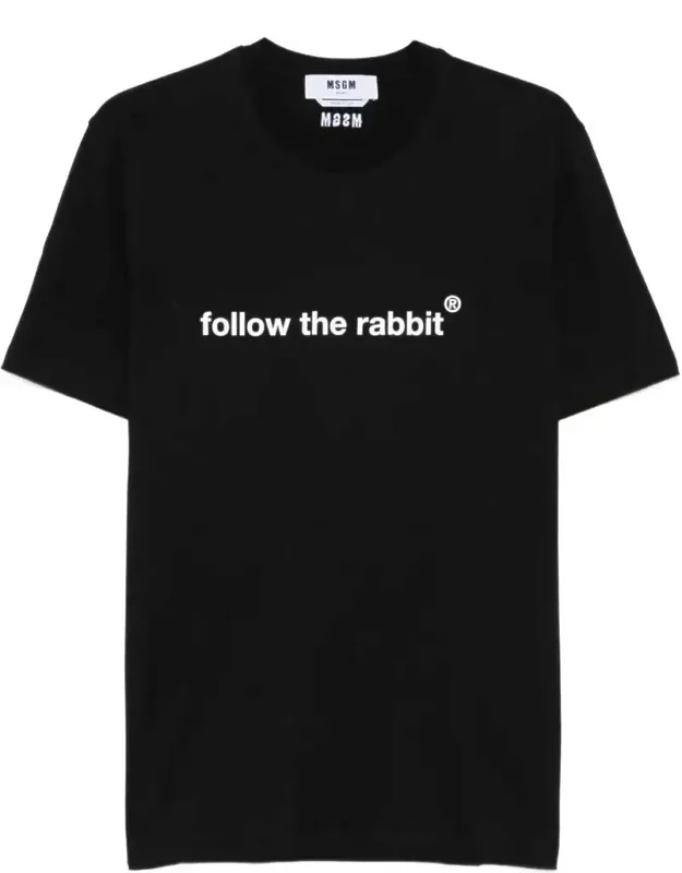 Follow The Rabbit Print Cotton T-shirt