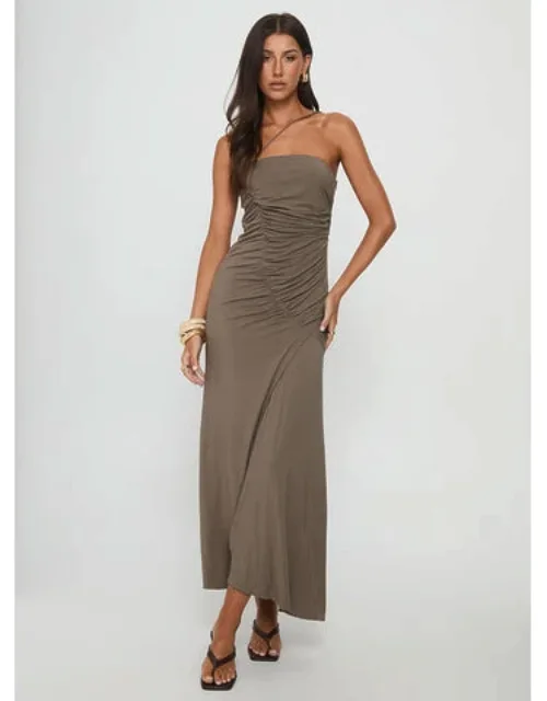 One Shoulder Ruched Maxi Dress