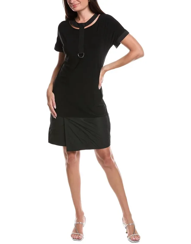 Mixed Media Cutout Shift Dress