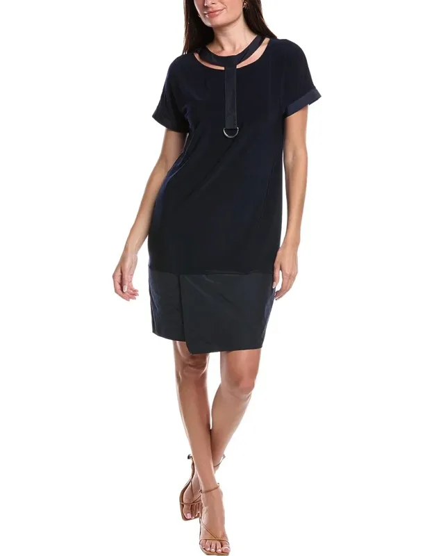 Mixed Media Cutout Shift Dress
