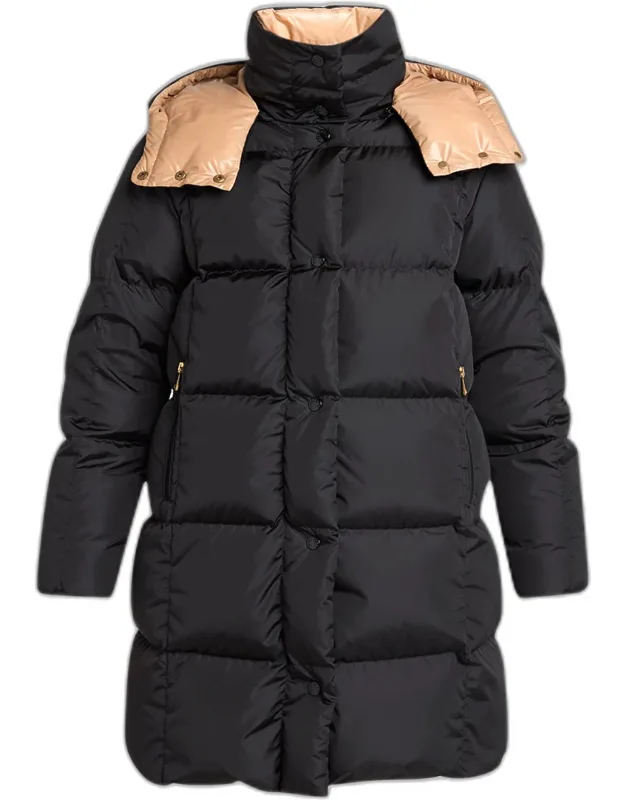 Little Long Down Puffer Coat With Detachable Hood