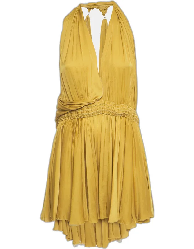 Satin Gathered Mini Dress
