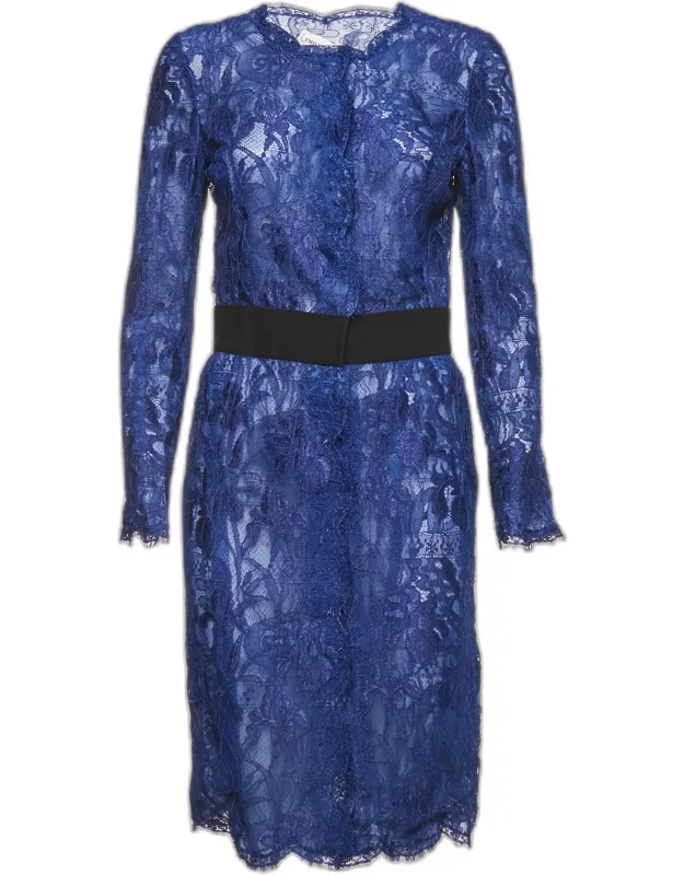 Lace Button Front Midi Dress