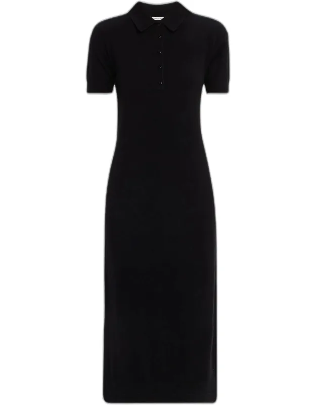 Cashmere Knit Midi Polo Dress