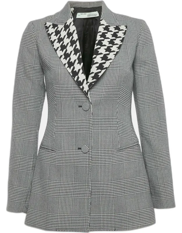 Prince Of Wales Wool Single Breasted Blazer