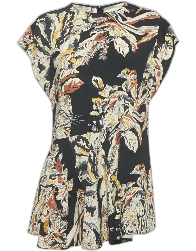 Printed Crepe Asymmetric Waist Mini Dress