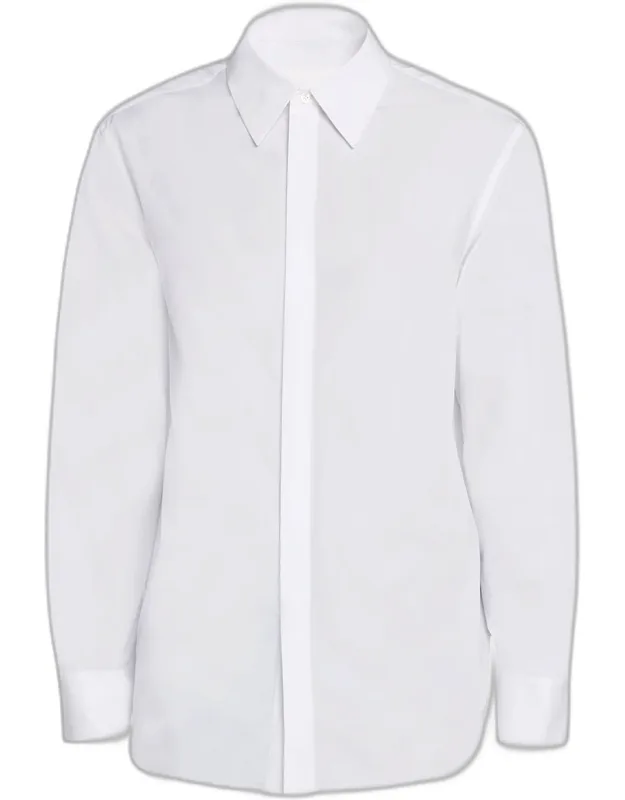 Concealed-placket Cotton Sport Shirt
