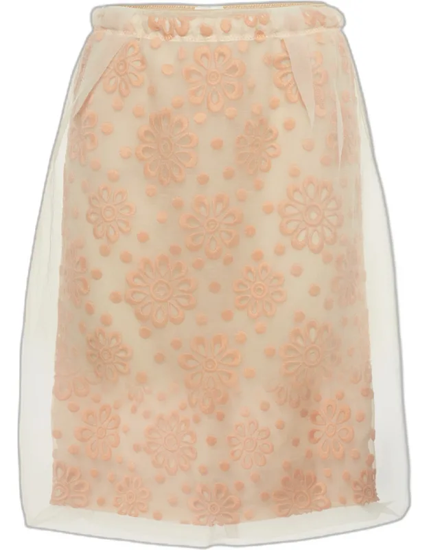 Floral Embroidered Organza Pencil Skirt