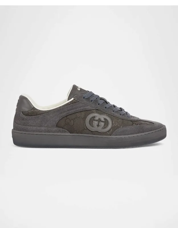 Tonal Canvas And Suede Sneakers