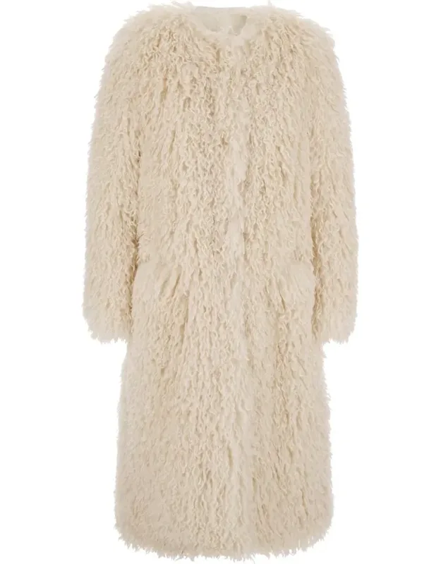 Cleo Coat With Open Front In Faux Fur