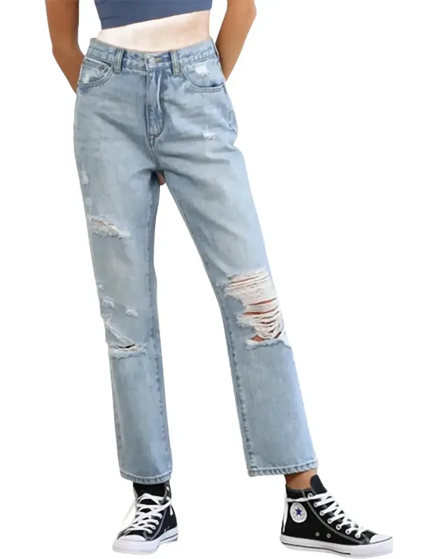 Distressed High-rise Straight-leg Jeans