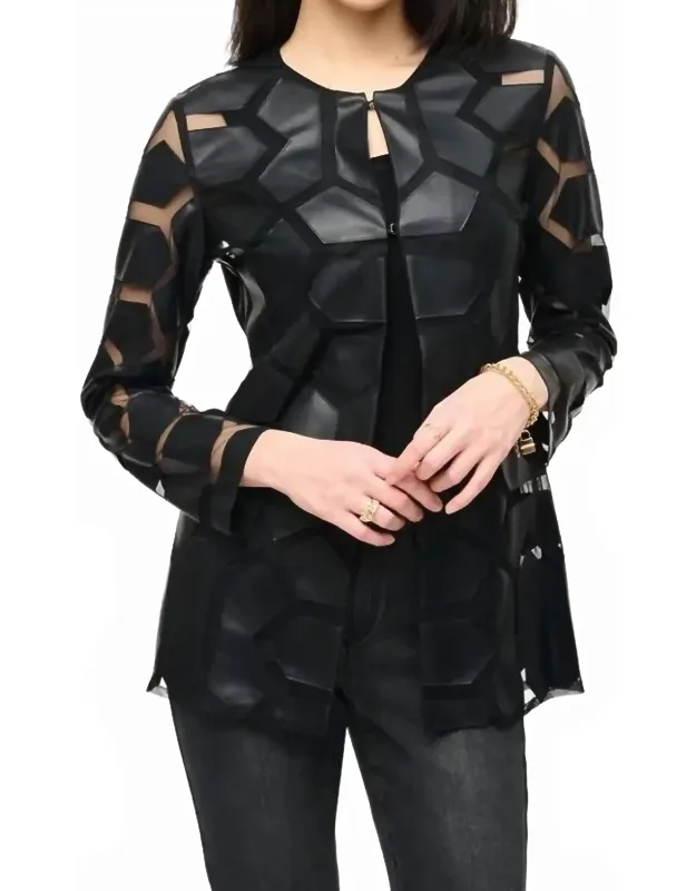 Laser-cut Leatherette Jacket