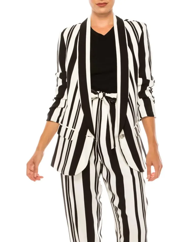 Stripe 3/4 Sleeve Blazer