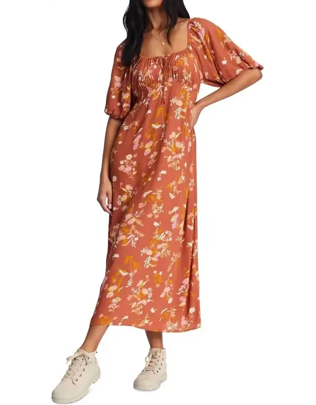 True Romance Puff Sleeve Midi Dress