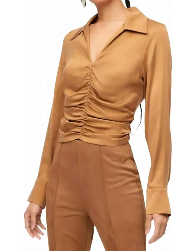 Shirred Long Sleeve Top