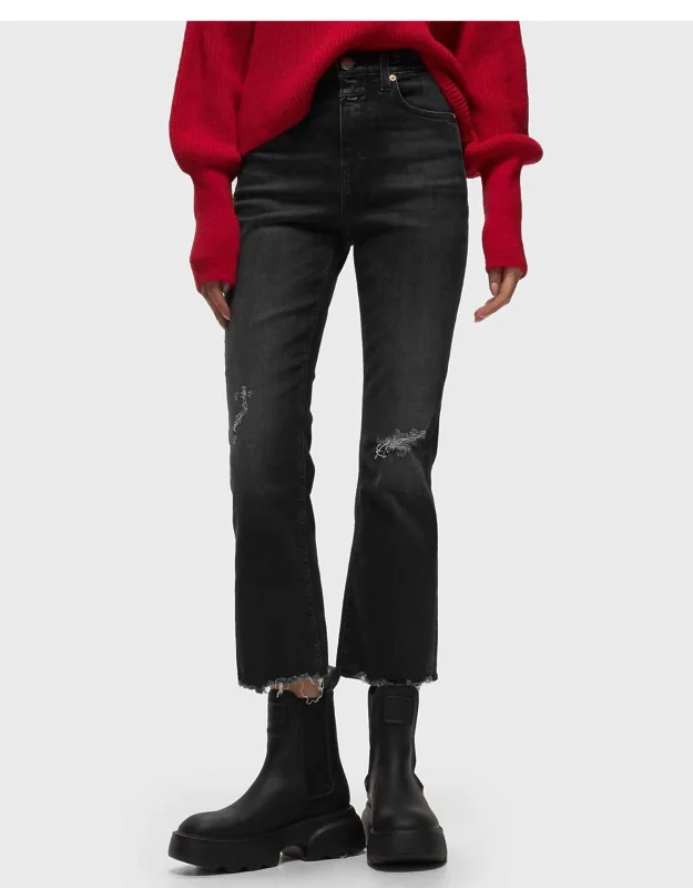 Hi-sun Skinny Flare Distressed Denim Jeans