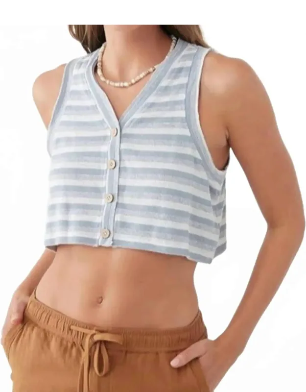 Knit Button Crop Tank Top