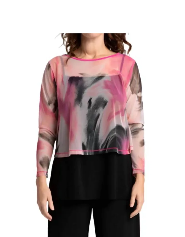 Cropped T Top In Marble Print