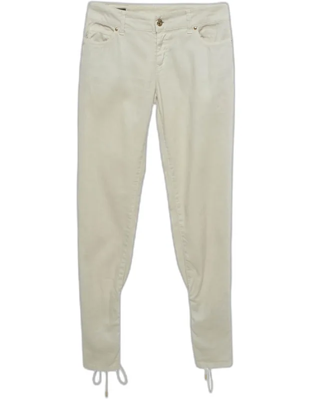 Linen Blend Lace-up Hem Skinny Jeans