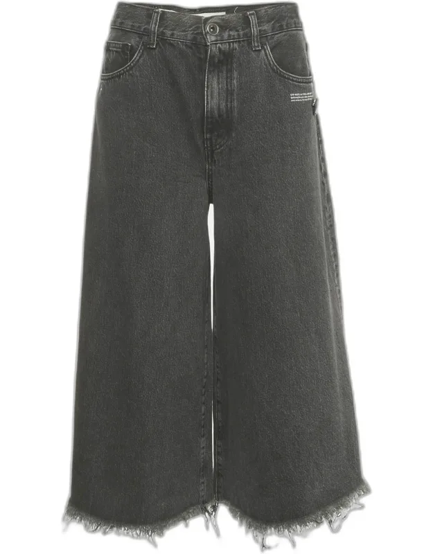 Faded Denim Culottes Jeans