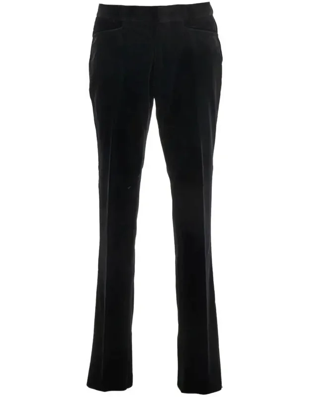 Trousers With Belt Loops And Front Pleats In Velvet
