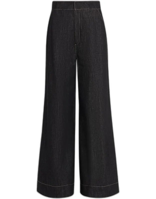 High-rise Denim Flare Pants