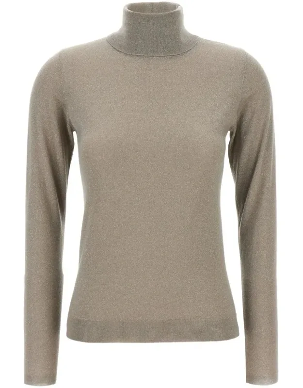 Sparkling Cashmere And Silk Lightweight Turtleneck Sweater