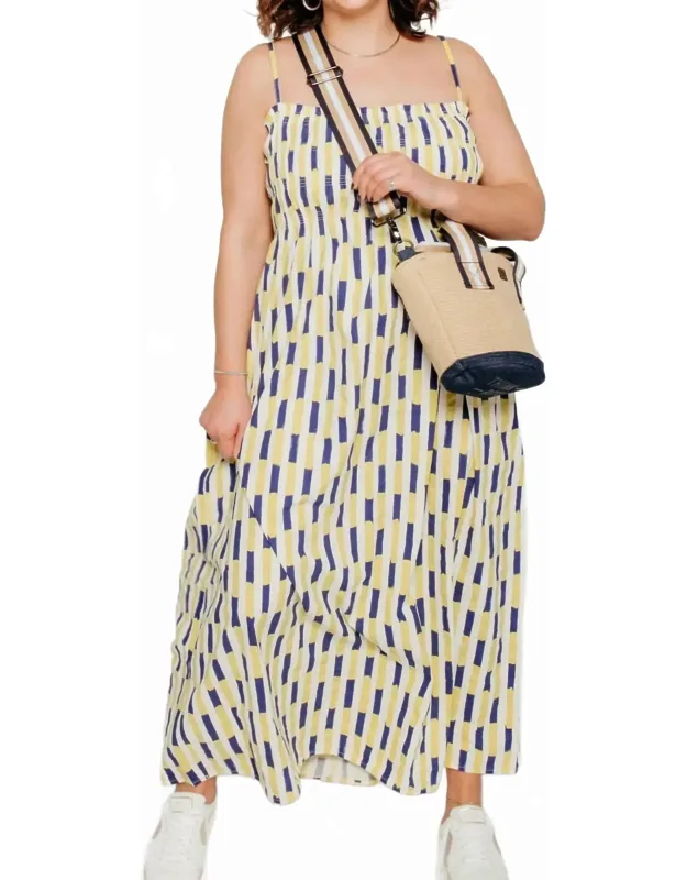 Brush Strokes Gathered Bustier Dress