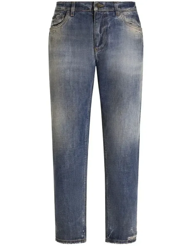 Pants Faded Effect Distressed Detailing