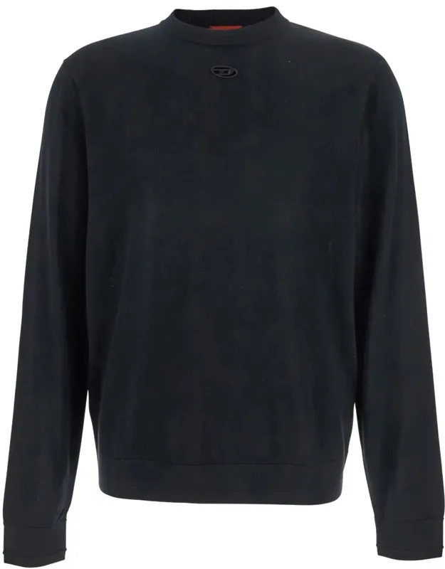 Crewneck Sweater With Logo Embroidery In Wool