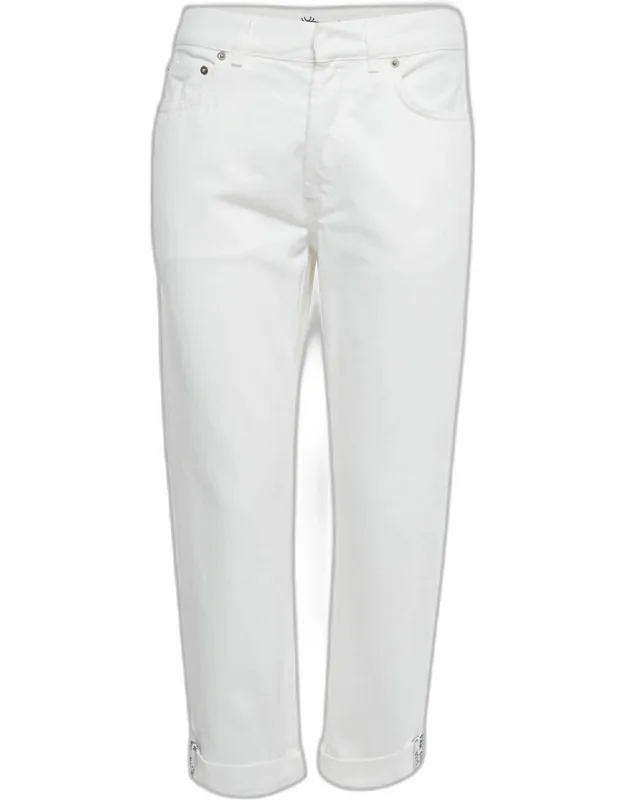 White Denim Folded Hem Jeans