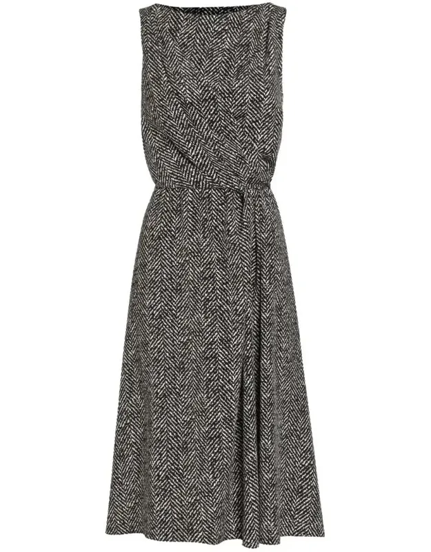 Wool Herringbone Midi Dress