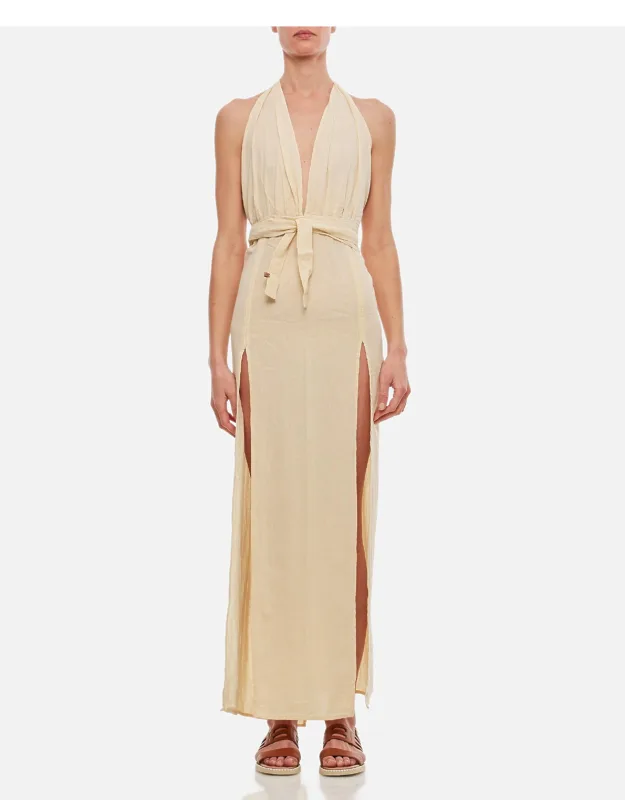 Cotton Long Dress With Slits